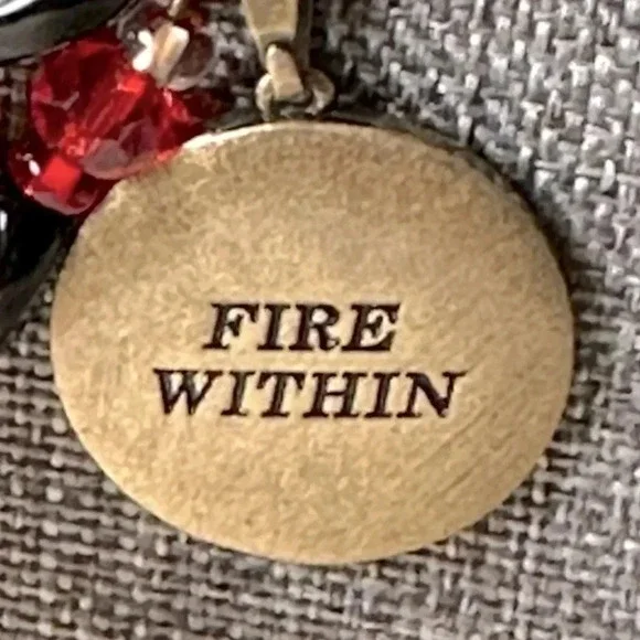 Handmade Firebird Phoenix Necklace Set in Burnished Brass w/ Glass Beads - Picture 6 of 7